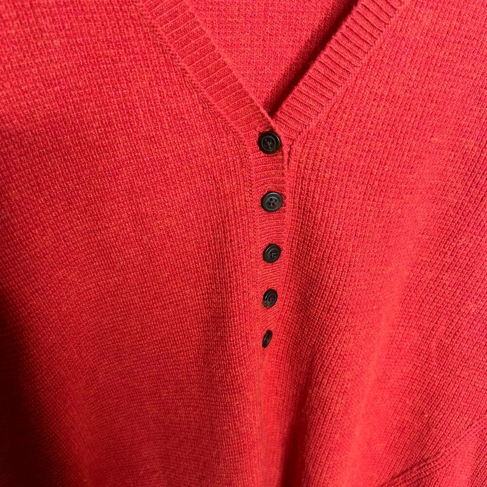 MADEWELL Women's XS Asherton Oversized Thermal Henley Sweater Wool Alpaca Red - Picture 12 of 16